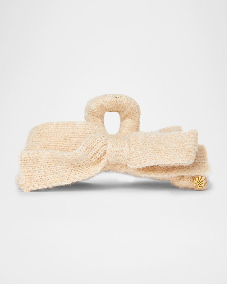 Cable-Knit Bow Claw Clip